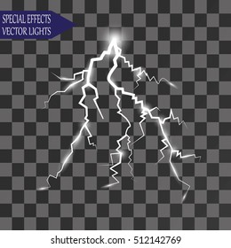 Vector lightnings. Set. Light Effects