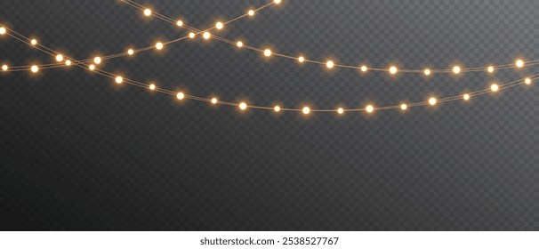 Vector lights background. Christmas light PNG. Set of Christmas glowing garlands. For advertising invitations, web banners, postcards. Vector. Christmas decoration, LED lam