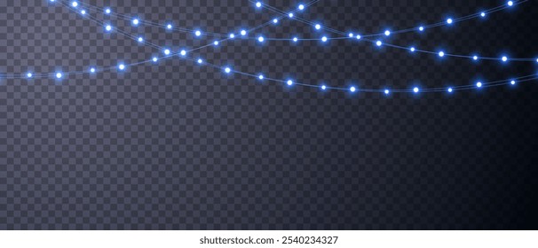 Plano de fundo das luzes do vetor. Luz de Natal PNG. Conjunto de glândulas brilhantes de Natal. Para convites publicitários, banners da web, cartões postais. Vetor. Decoração de Natal, LED lam