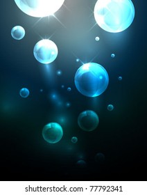 vector lights -  glowing bubbles  on dark background