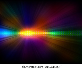 Vector lights and led display. Abstract party background with multicolored light rays. A futuristic abstract club scene with colorful neon beams.