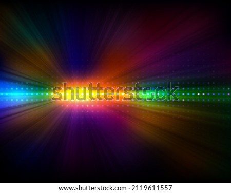 Vector lights and led display. Abstract party background with multicolored light rays. A futuristic abstract club scene with colorful neon beams.