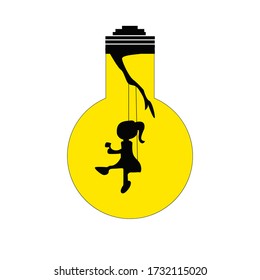vector lights in which there is a small child in the swing