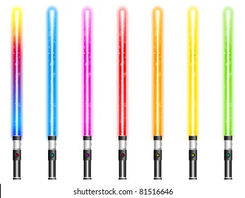 Vector - Lightsaber In Seven Different Colors