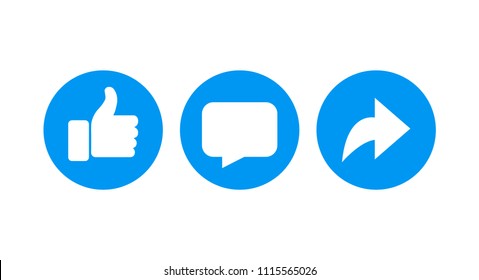 Vector like comment share icon set.