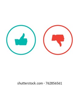 Vector like and dislike icons. Thumbs up and down.