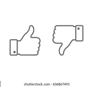 Vector. Like / Dislike, unlike. Thumbs up / Thumbs down. Icon set. Thumbs-up / Thumbs-down. Outlined.