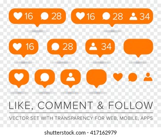 Vector Like, Follower, Comment Icon Set