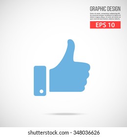 Vector like icon. Blue icon pictogram. Modern flat design vector illustration, quality concept for web banners, web and mobile applications, infographics. Vector icon isolated on gradient background