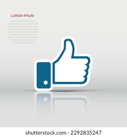Vector like icon in flat style. Thumb up sign illustration pictogram. Like business concept.