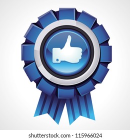 Vector like sign on glossy award icon - social media sign for follower