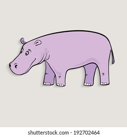vector lilac cartoon hippopotamus