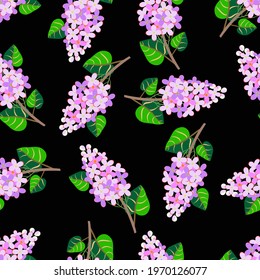 Vector - lilac flowers seamless pattern. Floral illustration template.