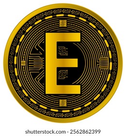 Vector of Lilangeni Swaziland Digital Currency in gold and black colors on a white background.