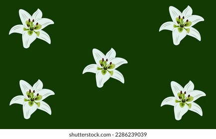 vector lily flower with green background. Because it carries many meanings, lilies are also often associated with symbols of love, devotion and purity