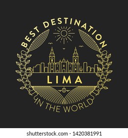 Vector Lima City Badge, Linear Style