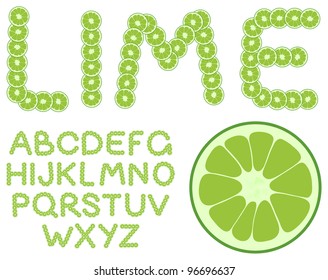 Vector lime alphabet on a white background