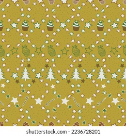 Vector lime green Christmas seamless pattern design. Perfect for fabric, wrapping paper, wallpaer, projects.