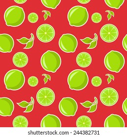 Vector lime paternr on a red background with sheets