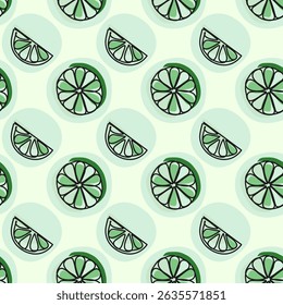 Padrão sem emenda da lima do vetor - Citrus Doodle for Summer Fiesta