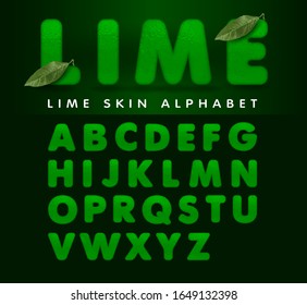 Vector lime skin alphabet. For design.
