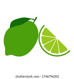 Vector lime slice green illustration lemon isolated half fruit lime. Fresh green cut citrus icon. vector illustration. editable.