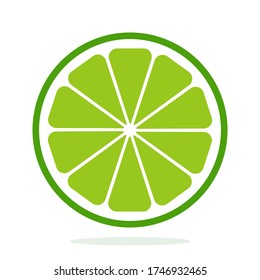 Vector lime slice green illustration lemon isolated half fruit lime. Fresh green cut citrus icon. vector illustration. editable.
