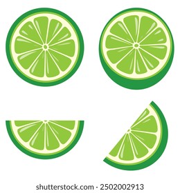 Vector lime slice green illustration lemon isolated half fruit lime