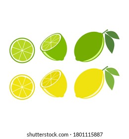 Vector lime slice green and orange illustration lemon isolated half fruit lime. Fresh green cut citrus icon.