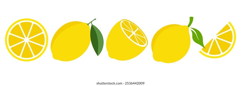 Vector lime slice yellow illustration lemon isolated half fruit lime. Fresh yellow cut citrus icon.