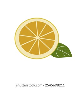 Vector lime slice yellow illustration lemon isolated half fruit lime. Fresh yellow cut citrus icon.