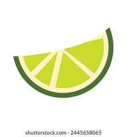 Vector lime wedge fruit flat illustration citrus fruit design element.