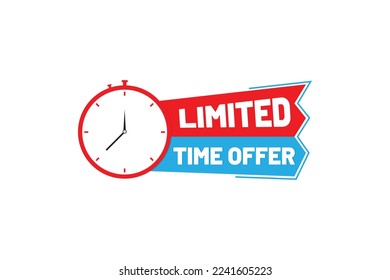 Vector limited offer label with alarm clock countdown logo.