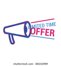 Vector Limited Time Offer label, icon, symbol, logo, design element for sale season. Megaphone icon