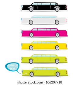 vector limousine icon set. color limousine collection.