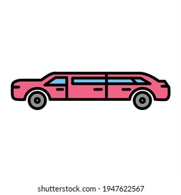 Vector Limousine Outline Icon Design
