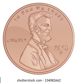 Vector Lincoln Penny/United States Penny Coin