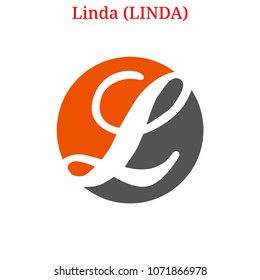 Vector Linda (LINDA) digital cryptocurrency logo. Linda (LINDA) icon. Vector illustration isolated on white background.