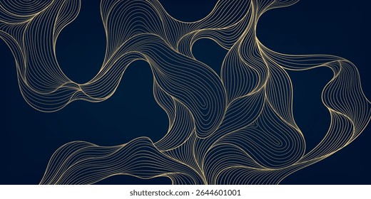 Vector line abstract wave luxury design, art elegant curve glitter background. Premium flow illustration, premium modern glitter dynamic texture