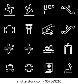 Vector line airport icon set. 