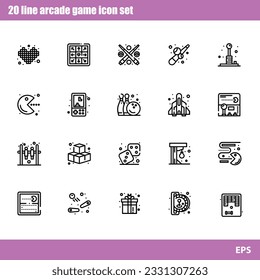vector line  arcade game icon 20 set