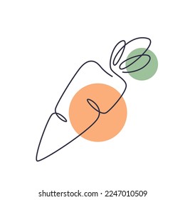 Vector line art abstract carrot. Contour of healthy vegetable.