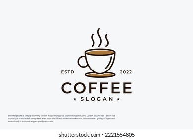 vector line art of abstract coffee logo, wall art design, minimal coffee line logo icon illustration isolated on white background