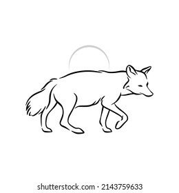 vector line art of abstract fox, minimal fox line logo icon illustration