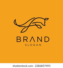 Vector Line Art of Abstract Fox Jump logo design