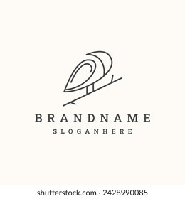 vector line art of abstract humming bird, logo design