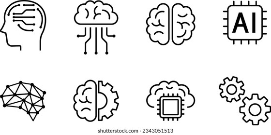 Conjunto de iconos de imagen AI de la línea de vector