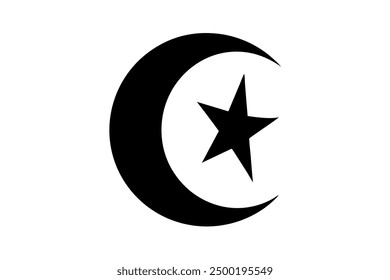 Vector Line Art of Algeria Country Flag Icon, Clipart, Logo Illustration