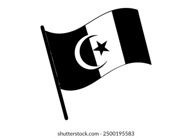 Vector Line Art of Algeria Country Flag Icon, Clipart, Logo Illustration