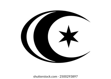 Vector Line Art of Algeria Country Flag Icon, Clipart, Logo Illustration